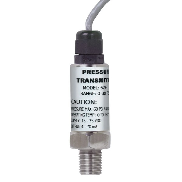 Industrial pressure transmitter, range 0-100 psig, conduit box housing, 1/4in male NPT, 3ft cable
